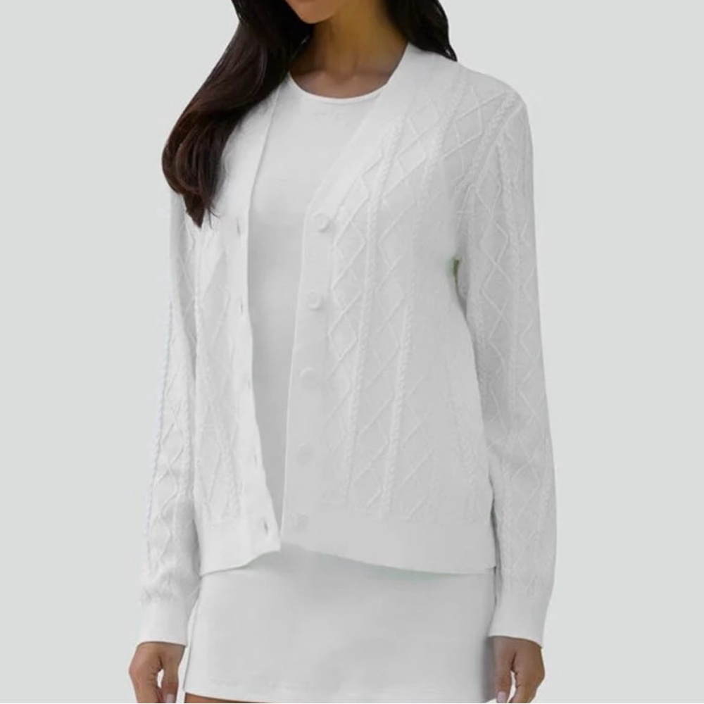 NWT IVL Collective Diamond-Stitch Pattern Cardigan White, size XS